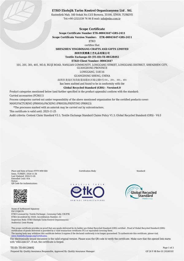 GRS Certification GRS Certification